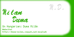 milan duma business card