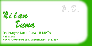 milan duma business card